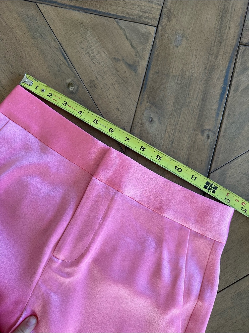 ALTERED Alice & Olivia Deanna High Waisted Bootcut Pants Pink Satin Women Size 2 - Picture 3 of 11